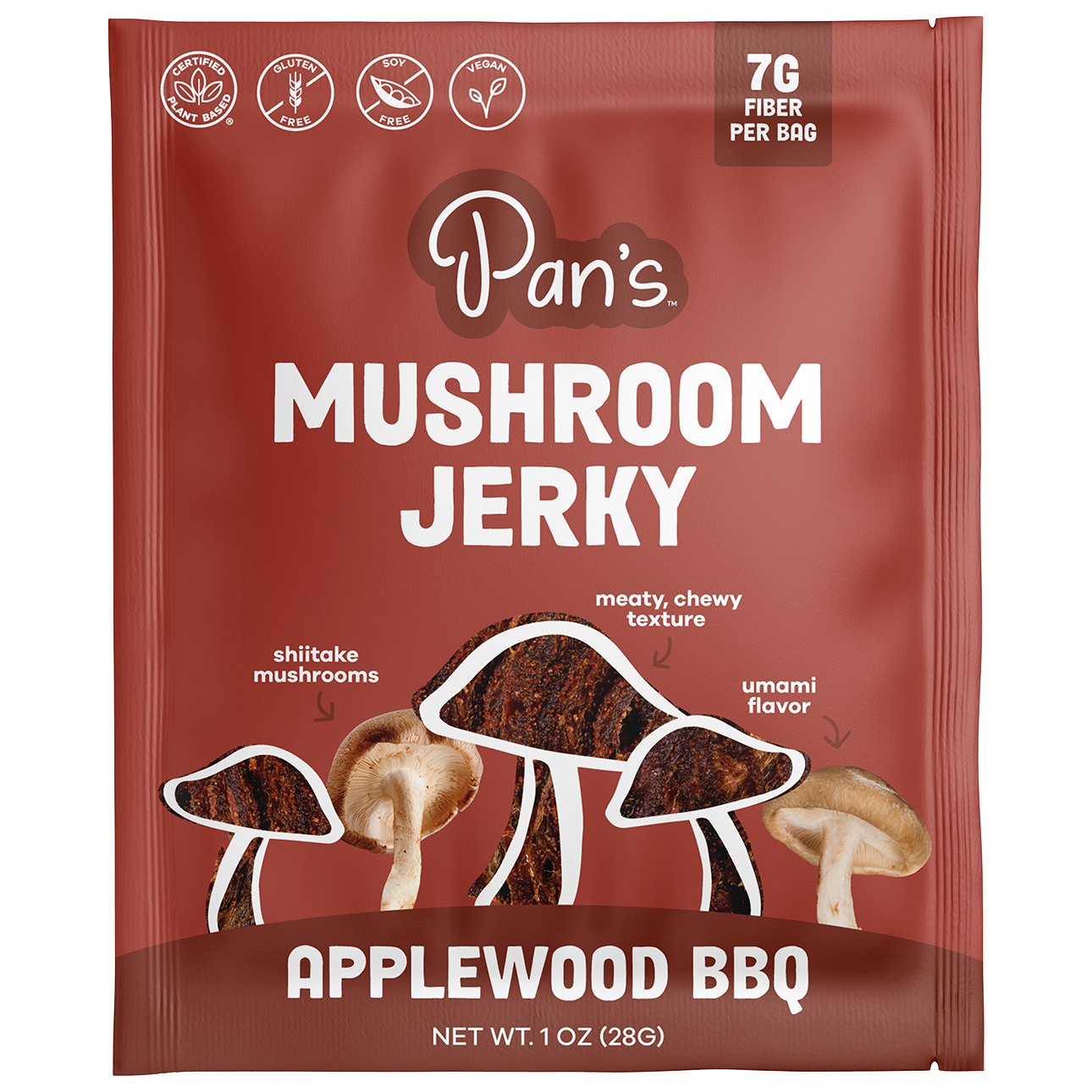 Pan's Mushroom Jerky - Applewood BBQ 1oz