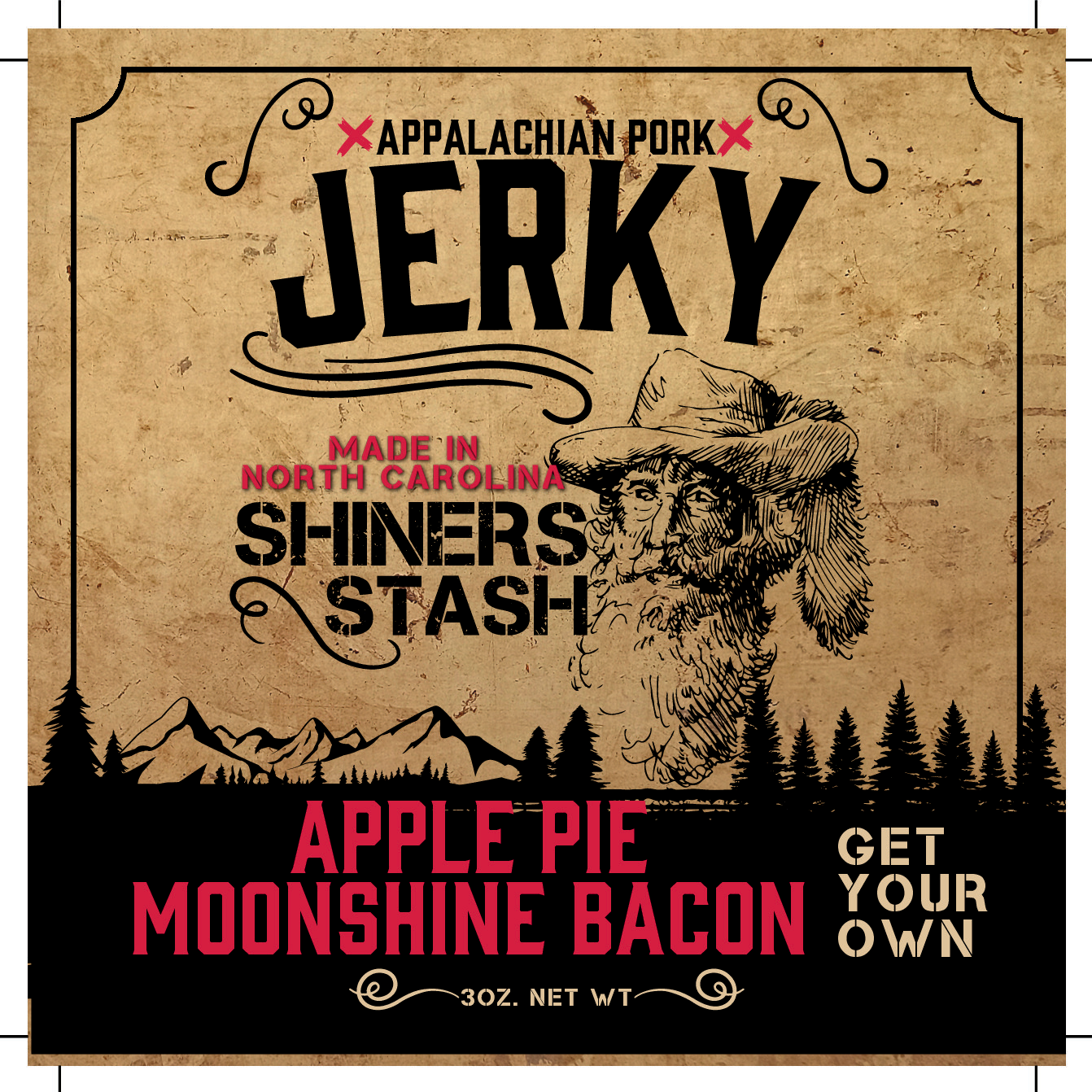 Shiners Stash Apple Pie Moonshine Bacon Jerky 3oz