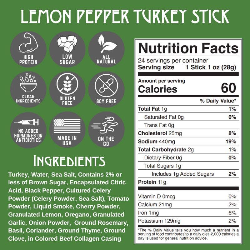 Righteous Felon Lemon Pepper Turkey Stick 1oz