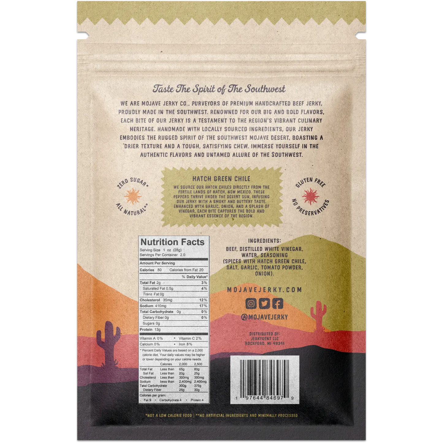 Mojave Hatch Green Chile Beef Jerky 2oz