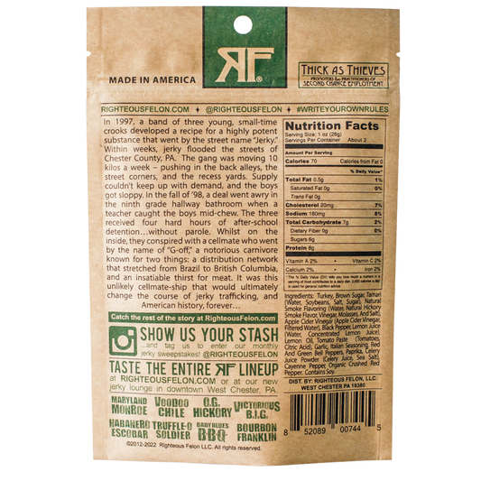 Righteous Felon Fowl Capone Turkey Jerky 2oz