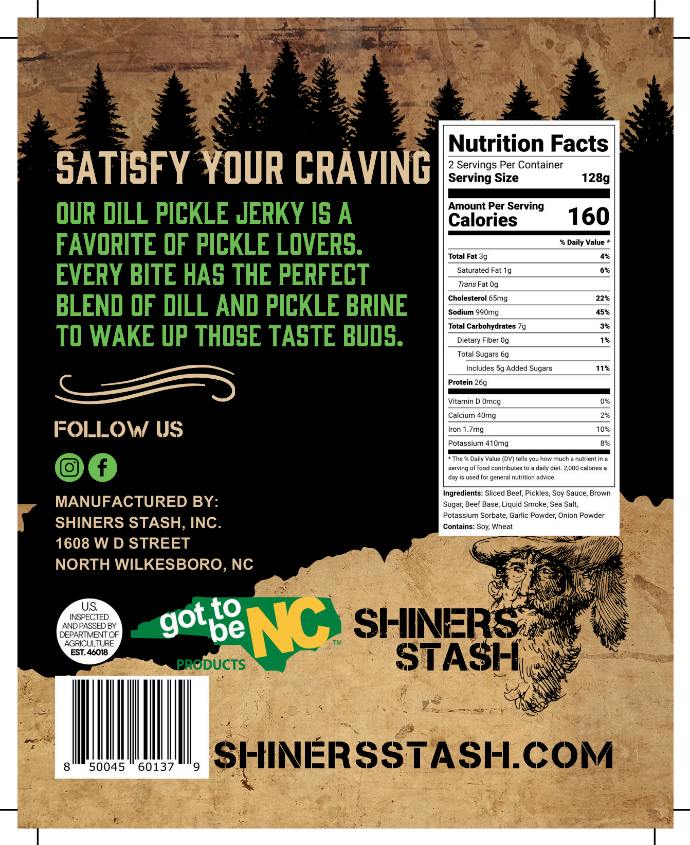 Shiners Stash Dill Pickle Beef Jerky 3oz