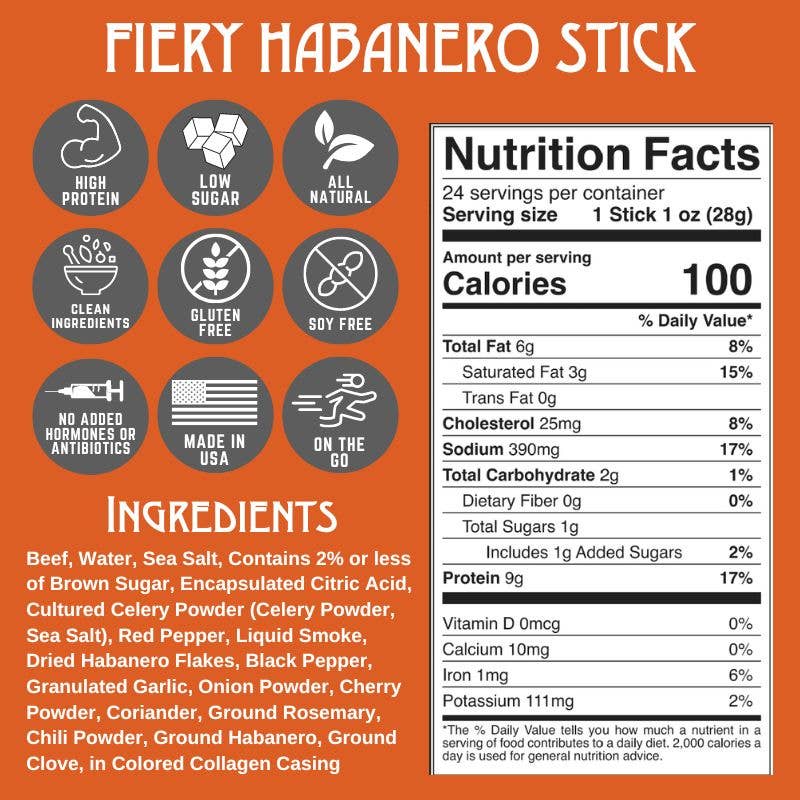 Righteous Felon Fiery Habanero Beef Stick 1 oz