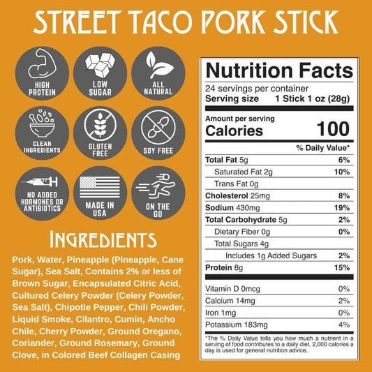 Righteous Felon Street Taco Pork Stick 1oz