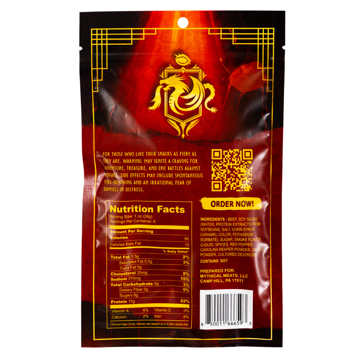 Mythical Meats Dragon Beef Jerky - Flaming Hot 6oz